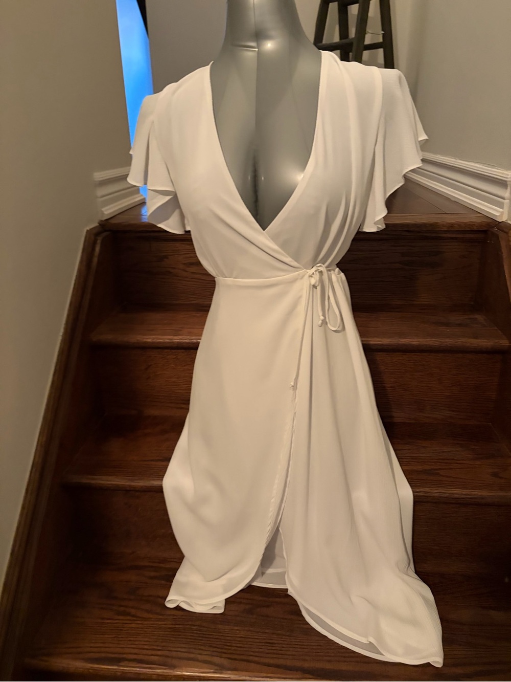 Everly White Wrap Midi Dress
